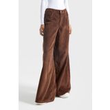 its basic Kadın Taba Renk Hera Kalın Fitilli Kadife Kumaş Palazzo Fit Pantolon