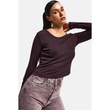 It's Basic Kadın Uzun Kollu Bluz,%100 Organik Pamuk, Kahverengi, Standart Beden, Tek Beden