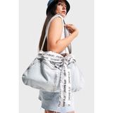 its basic Snow Renk 3w4-27 Cep Detaylı Fularlı Askılı Denim Çanta