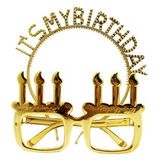 It's My Birthday Yazili Tac Ve Mum Sekilli Gozluk Seti Altin Renk