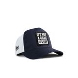 It's Not A Game It's Life Logolu Lacivert-Beyaz Trucker Şapka