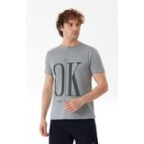 It`s Ok Baskılı Bisiklet Yaka Tişört - Gri - M