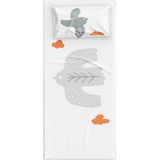 Itsy Bitsy Kids Bird Of Life Beyaz Gri Pamuk Saten Unisex Çocuk Çarşaf Seti 90 x 190 cm - Beyaz - Gri - Standart