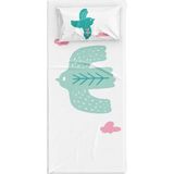 Itsy Bitsy Kids Bird Of Life Beyaz Yeşil Pamuk Saten Unisex Çocuk Çarşaf Seti 90 x 190 cm - Beyaz - Mint Yeşili - Standart