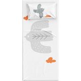 Itsy Bitsy Kids Bird Of Life Pamuk Saten Bebek Çocuk Çarşaf Seti 80 x 140 cm - Beyaz - Gri - Standart