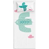 Itsy Bitsy Kids Bird Of Life Pamuk Saten Bebek Çocuk Çarşaf Seti 80 x 140 cm - Beyaz - Mint Yeşili - Standart