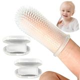 Itsy Bitsy People Bebek Diş Fırçası, 360 Derece Kıl Silikon Bebek Diş Fırçası 6 ila 12 Ay ve Bebek Diş Fırçaları 1-2, 2'li Set - Şeffaf