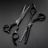 Iuoklu Profesyonel 440C 55 6 Kırmızı Siyah Kesme Kuaför Saç Kesimi İnceltme Makası Kuaförlük Makas-55_Inch_set,