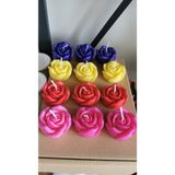 Iv Candles Homedecor 3'lü Mavi Gül Mum, 9250000511
