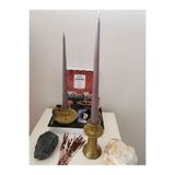iv candles İV candles Bougie Candelabre 3'lü Açık Gri Büyük Boy Şamdan Mumu Açık Gri