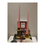 iv candles İV candles Bougie Candelabre 3'lü Açık Pembe Büyük Boy Şamdan Mumu Açık Pembe