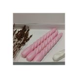 iv candles Sweet&home 3'lü Pudra Pembe Burgulu Şamdan Mumu Fuşya 7 x 7