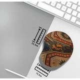 Ivart 90'lar Halı Deseni ve Araba Baskılı Bileklik Destekli Oval Mouse Pad - Çok Renkli