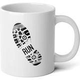 Ivart Ayak Izi -Run Baskılı Premium Porselen Kupa Bardak-Kamp - 001 - Beyaz - 300 ml