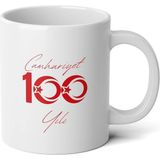 Ivart Çift Taraflı 100. Yıl Baskılı Premium Porselen Kupa Bardak - 1 Adet - 300 ml