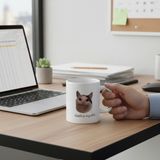 Ivart Gülen Kedi-Düzelicez Inşallah Baskılı Porselen Kupa-Standart Kulplu Kupa-Hediye-Ofis-Motto - Beyaz - 300 ml