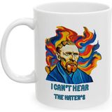 Ivart I Can't Hear The Hater's -Van Gogh Baskılı Porselen Standart Kupa Bardak-Hediye-Motto - 001 - Beyaz - 300 ml