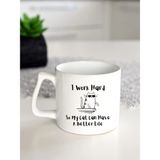 Ivart I Work Hard So My Cat Baskılı Premium Porselen Kulplu Lüks Kupa Bardak-Nescafe&latte Motto - 1 Adet - 300 ml