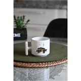 Ivart Kabe Temalı Baskılı Premium Porselen T Kulplu Kupa Bardak-Nescafe & Latte Fincanı-Motto - 001 - Beyaz - 300 ml