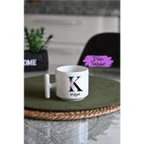 Ivart Kişiye Özel K Harf ve Isim Baskılı Premium Porselen T Kulplu Kupa Bardak-Nescafe&latte Fincanı-Motto - 001 - Beyaz - 300 ml