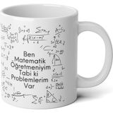 Ivart Kişiye Özel Matematik Öğretmeni Baskılı Premium Porselen Kupa Bardak-Öğretmenler Günü - Beyaz - 300 ml