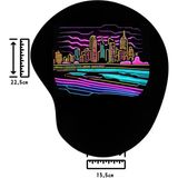 Ivart Neon Şehir Temalı Bileklik Destekli Oval Siyah Mouse Pad - Çok Renkli