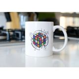 Ivart Renkli Zeka Küpü Baskılı Premium Porselen Kupa Bardak-Rubik Küp - 001 - Beyaz - 300 ml
