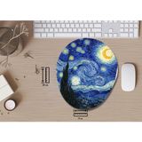 Ivart Van Gogh Yıldızlı Geceler Desenli Bileklik Destekli Oval Mouse Pad - Renkli