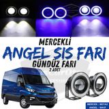 Iveco Daily Uyumlu Üniversal Mercekli Angel Sis Farı Metal Su Geçirmez 76 Mm Mavi Halkalı Gündüz Farı Angel Eyes 2 Adet