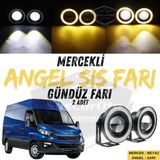 Iveco Daily Uyumlu Üniversal Mercekli Angel Sis Farı Metal Su Geçirmez 76 Mm Sarı Halkalı Gündüz Farı Angel Eyes 2 Adet