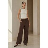 Ivoire Wear Kahverengi Modal Karışımlı Bağcıklı Geniş Paça Kadın Eşofman Altı - XL