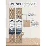 Ivory Halı Kaydırmaz Mat 45X90 cm 2 Ad ( Carpet Non - Slip Mat) - Ahşap - Bej