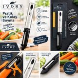 Ivory Paslanmaz Çelik Sebze ve Meyve Soyacağı – Ergonomik Çevirmeli 3 Model Soyma