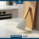Ivory Paslanmaz Çelik Spatula 21X10 cm – Ahşap Saplı Hamur ve Pasta Spatulası - Açık Kahverengi