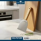 IVORY Paslanmaz Çelik Spatula 21x10 cm – Ahşap Saplı Hamur ve Pasta Spatulası