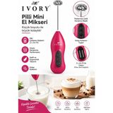 Ivory Pilli Mini El Mikseri – Süt Köpürtücü ve Karıştırıcı - Kırmızı