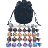 IvyFieldDice Çeşitli Çok Yüzlü Zar Seti, Siyah İpli Çanta, 5 Tam Zar Seti D4 D6 D8 D10 D%12 D20 Dungeons and Dragons DND RPG MTG Oyunları için Harika