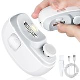 IvyWind LED ışıklı elektrikli bebek tırnak makası, 2'si 1 arada otomatik güvenlik tırnak makası ve tırnak artıkları ile dosya yenidoğan, çocuk, yetişkin, yaşlı, 2 hız için USB şarj edilebilir, beyaz