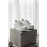 İx Cloudlift Kadın Gizli Topuk Sneaker Süet Günlük Rahat Spor Ayakkabı Boy Uzatan 8cm - Beyaz