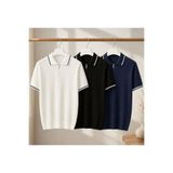 ixir 3lü avantajlı set erkek poloyaka triko t-shirt % 100 pamuk premium kalite basic tişört