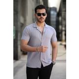 İxir İnce Çizgili Erkek Gömlek Gri
