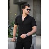 Ixir Ince Çizgili Erkek Gömlek Siyah - XL