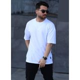 İxir Oversize Erkek Tişört X Desenli Beyaz