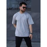 İxir Oversize Erkek Tişört X Desenli Gri