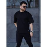 İxir Oversize Erkek Tişört X Desenli Siyah