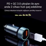 İXtech 22.5W Type-C ve USB Girişli 3.0 Quallcom Çakmaklık Hızlı Araç Şarjı IX-CC013 - Siyah