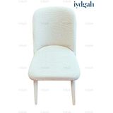IYDGAH Büyük Oval Likralı Sandalye Kılıfı Yıkanabilir Streç Lastikli Bambu Sandalye Örtüsü 1 Adet Krem Renk - 45 x 56 cm