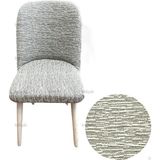 IYDGAH Düz Jakarlı Büyük Oval Sandalye Kılıfı Yıkanabilir Ağaç Kabuğu Desen Streç Lastikli Oval Sandalye Örtüsü 1 Adet Krem - 45 x 56 cm