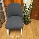IYDGAH Lüks Jakarlı Su Yolu Desen Oval Sandalye Örtüsü. Lastikli Yuvarlak Sandalye Kılıfı 1.adet Antrasit - 45 x 56 cm