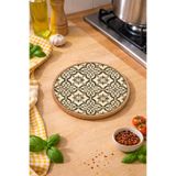iyi fikirler Retro Vintage Desenli Mantar Nihale Tencere Tava Altlığı 19cm Çapında 1cm Kalınlığında